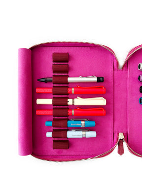 Dusty Violet 18 Slot Leather Pen Case