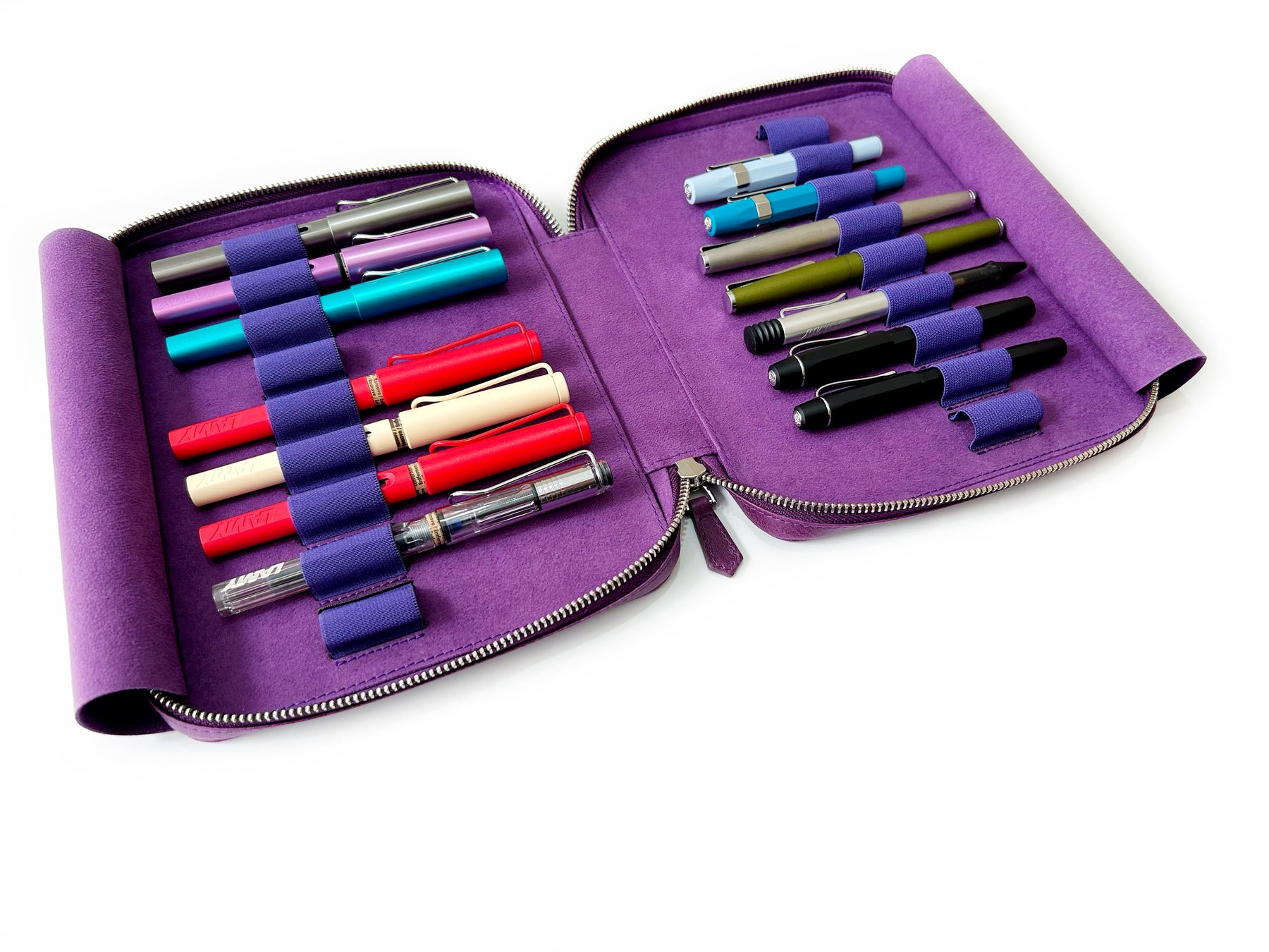 Violet 18 Slot Leather Pen Case