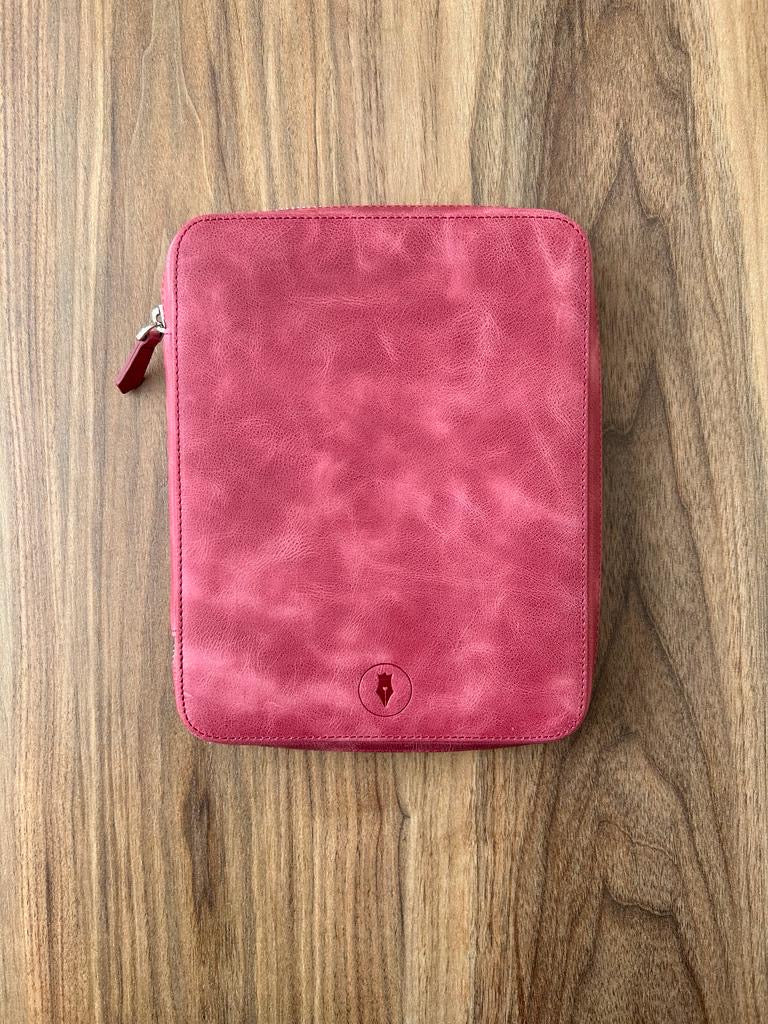 Dusty Rose 9 Slot Leather Pen Case and A5 Size Organizer