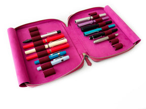 Dusty Violet 18 Slot Leather Pen Case