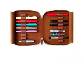 Autumn Golden Leaf 18 Slot Leather Pen Case