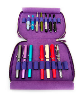 Violet 18 Slot Leather Pen Case