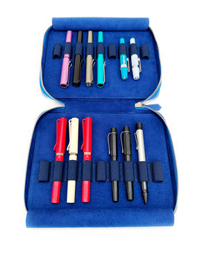 Prussian Blue 18 Slot Leather Pen Case