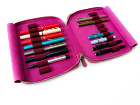 Dusty Rose 18 Slot Leather Pen Case