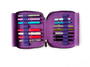 Violet 18 Slot Leather Pen Case