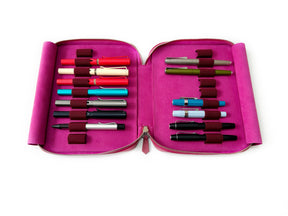 Dusty Rose 18 Slot Leather Pen Case