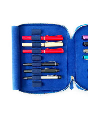 Prussian Blue 18 Slot Leather Pen Case