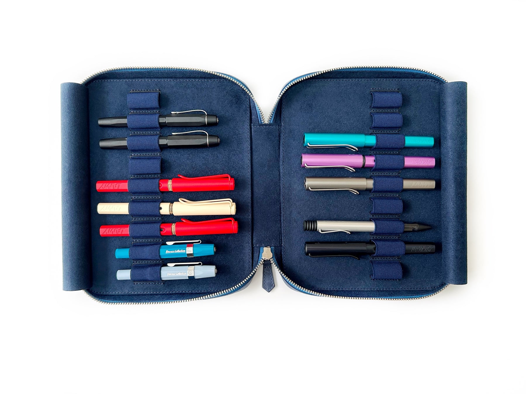 Midnight Blue 18 Slot Leather Pen Case