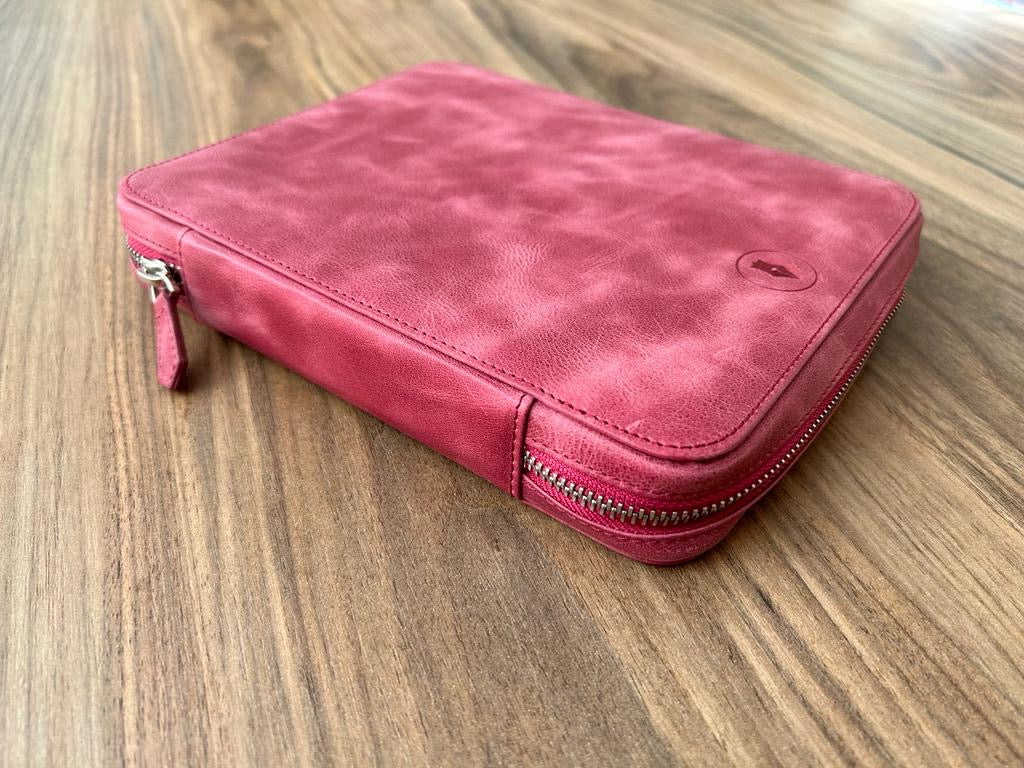 Dusty Rose 9 Slot Leather Pen Case and A5 Size Organizer