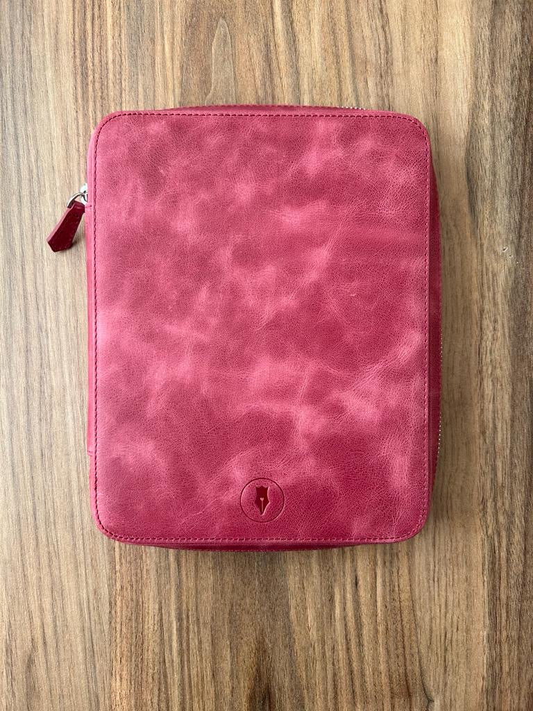 Dusty Rose 9 Slot Leather Pen Case and A5 Size Organizer