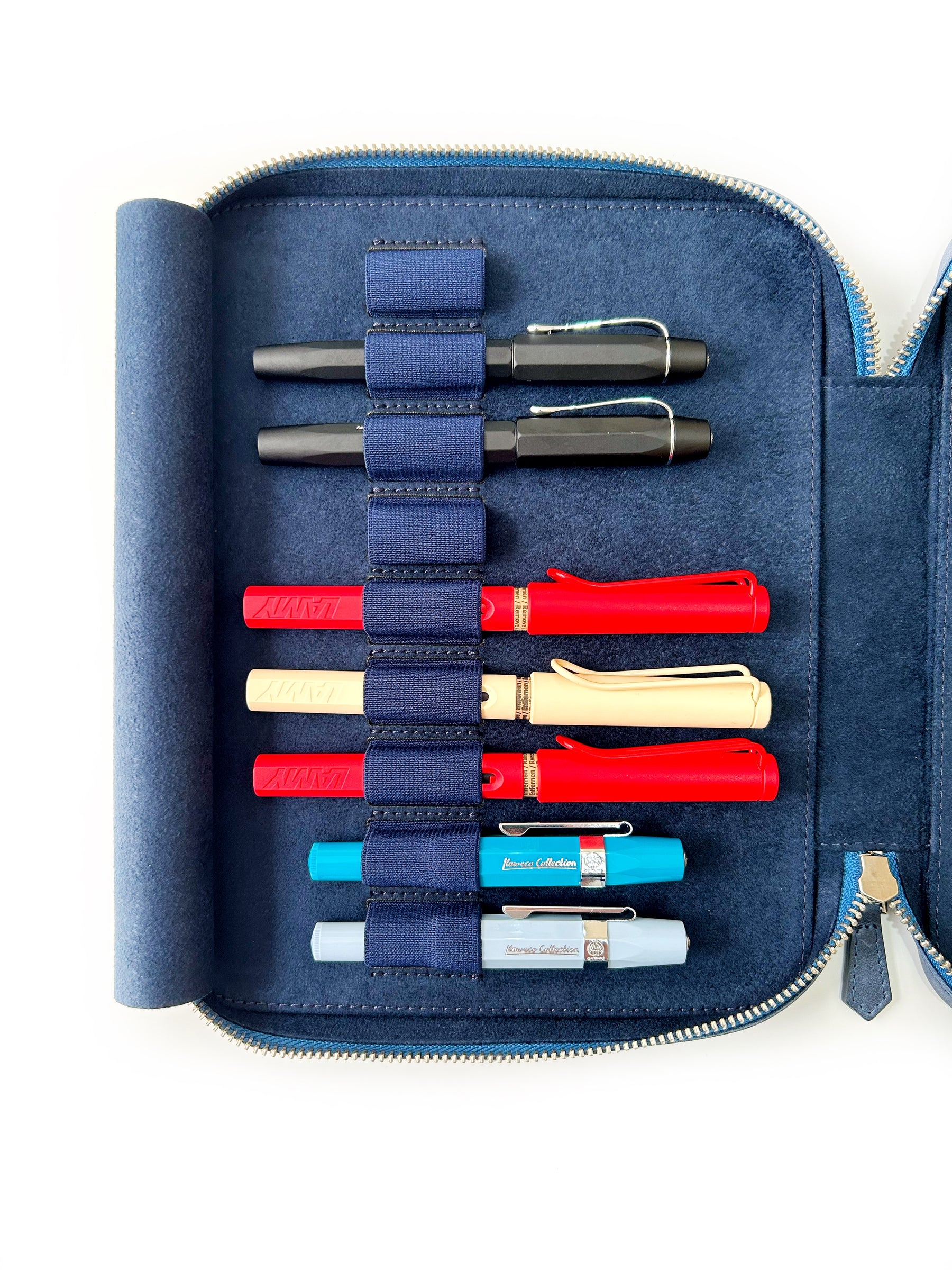 Midnight Blue 18 Slot Leather Pen Case