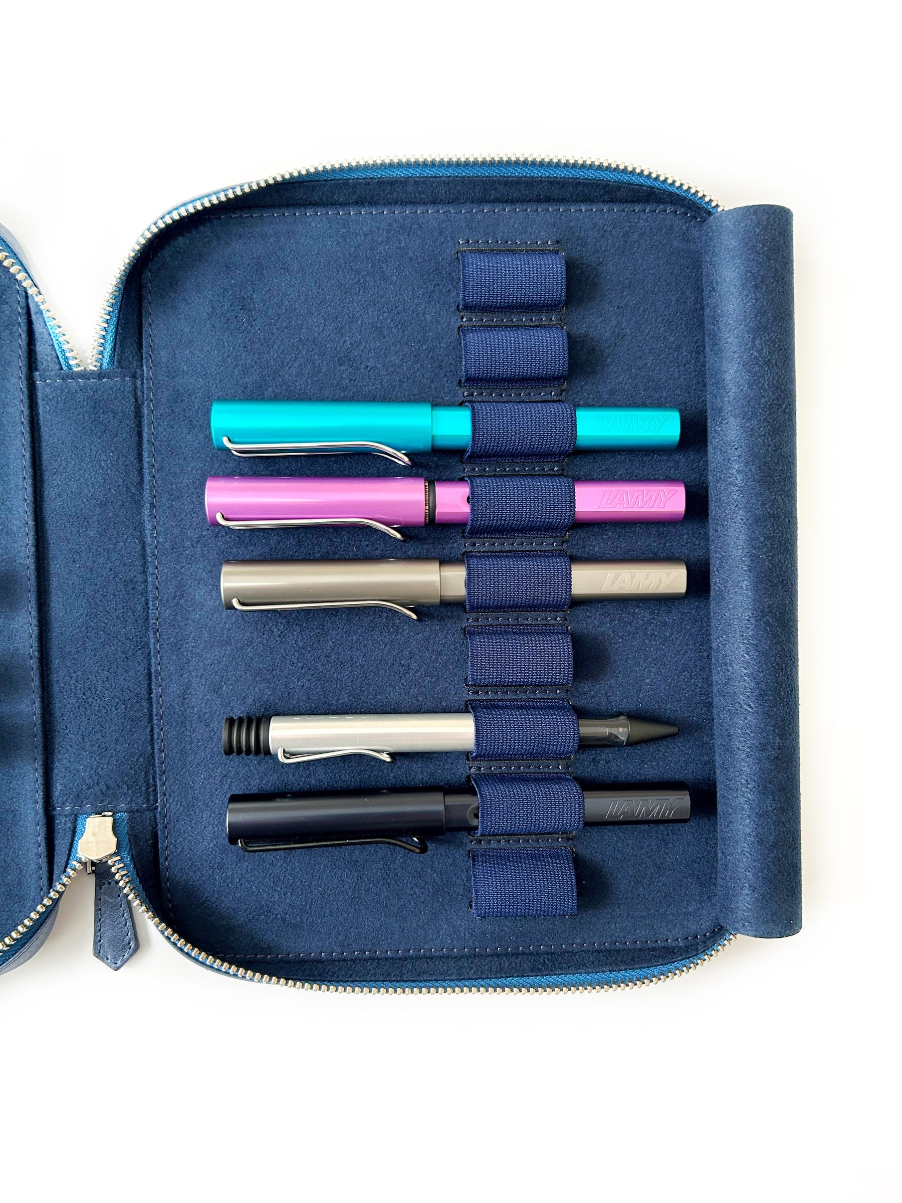 Midnight Blue 18 Slot Leather Pen Case