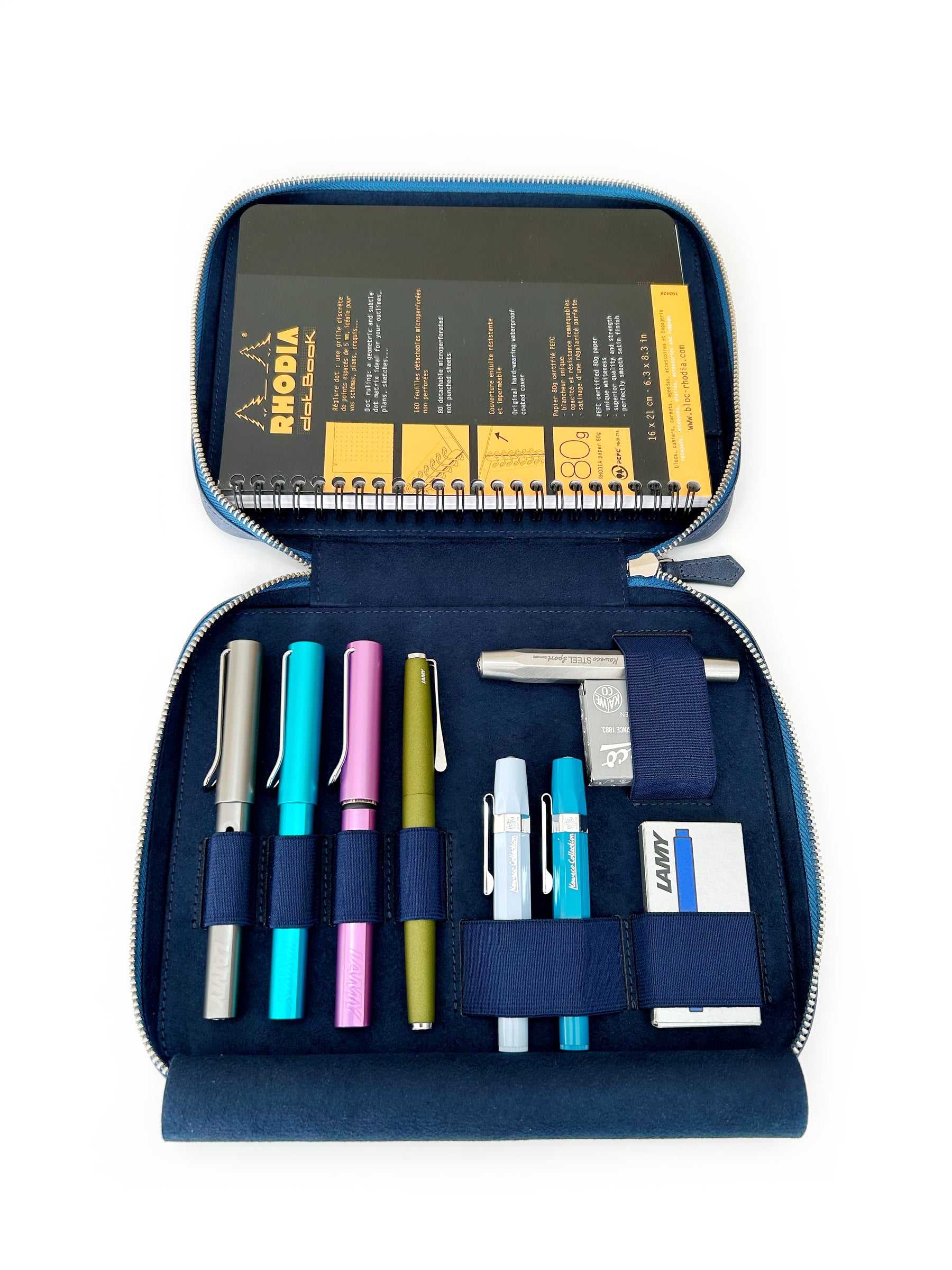 Midnight Blue 4 Slot Pen Case and A5 Size Organizer