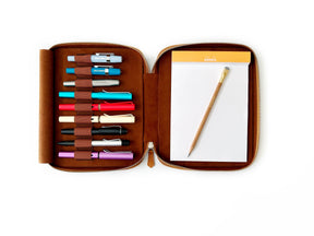 Autumn Golden Leaf 9 Slot Leather Pen Case and A5 Size Organizer