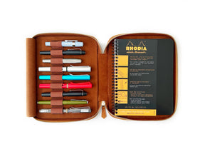 Autumn Golden Leaf 9 Slot Leather Pen Case and A5 Size Organizer