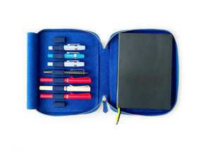 Prussian Blue 9 Slot Leather Pen Case and A5 Size Organizer