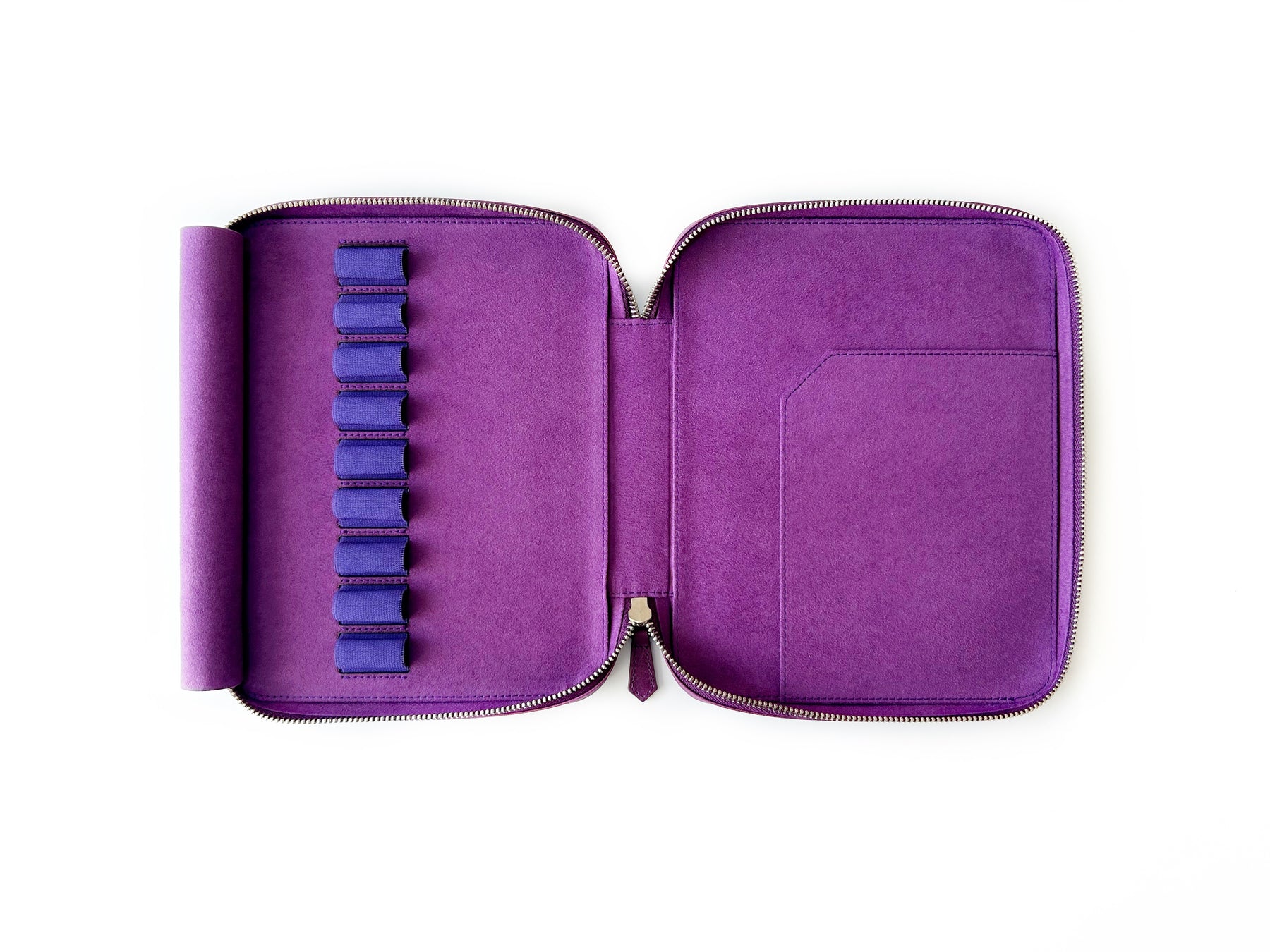 Violet 9 Slot Leather Pen Case and A5 Size Organizer