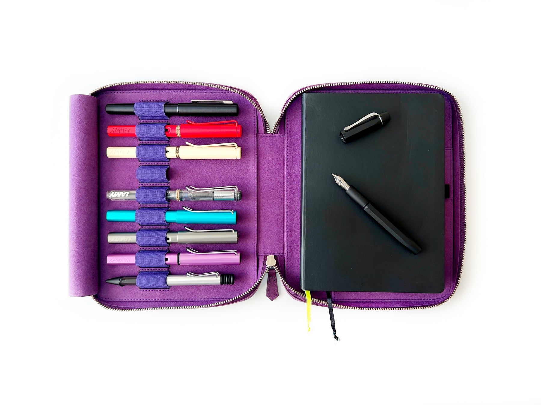 Violet 9 Slot Leather Pen Case and A5 Size Organizer