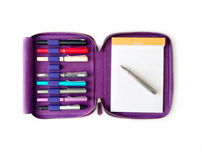 Violet 9 Slot Leather Pen Case and A5 Size Organizer