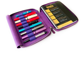 Violet 9 Slot Leather Pen Case and A5 Size Organizer