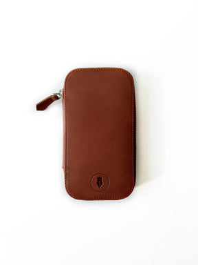 Toffee Brown 3 Slot Leather Pen Case - Navy