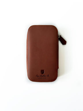 Toffee Brown 3 Slot Leather Pen Case - Navy