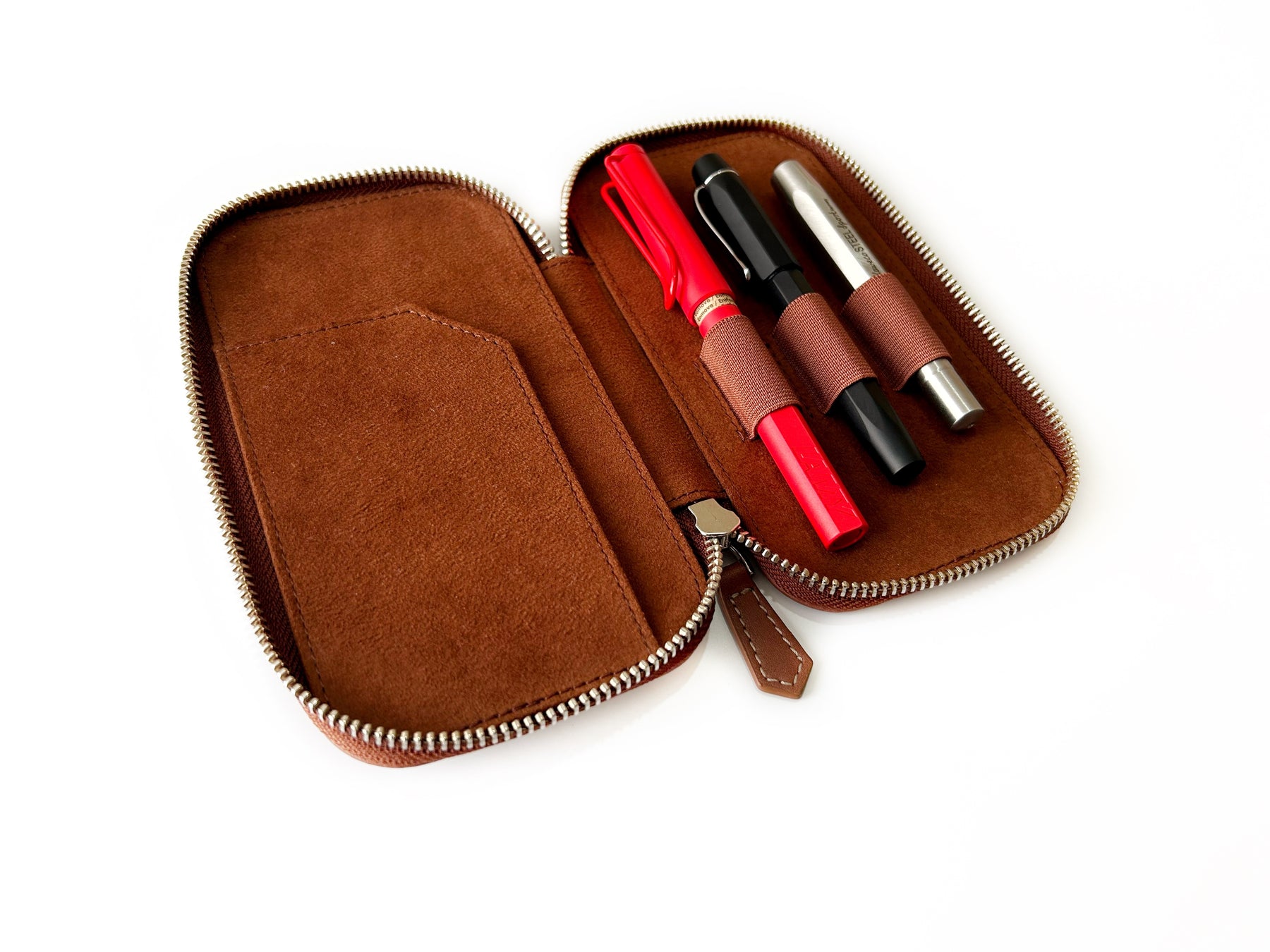 Toffee Brown 3 Slot Leather Pen Case