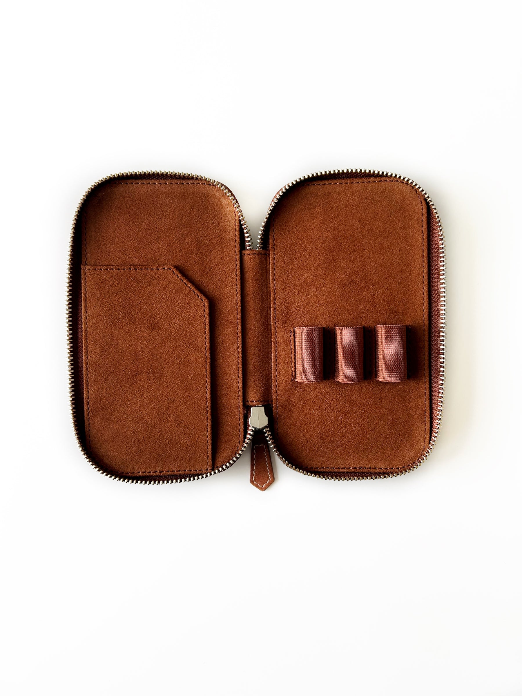 Toffee Brown 3 Slot Leather Pen Case