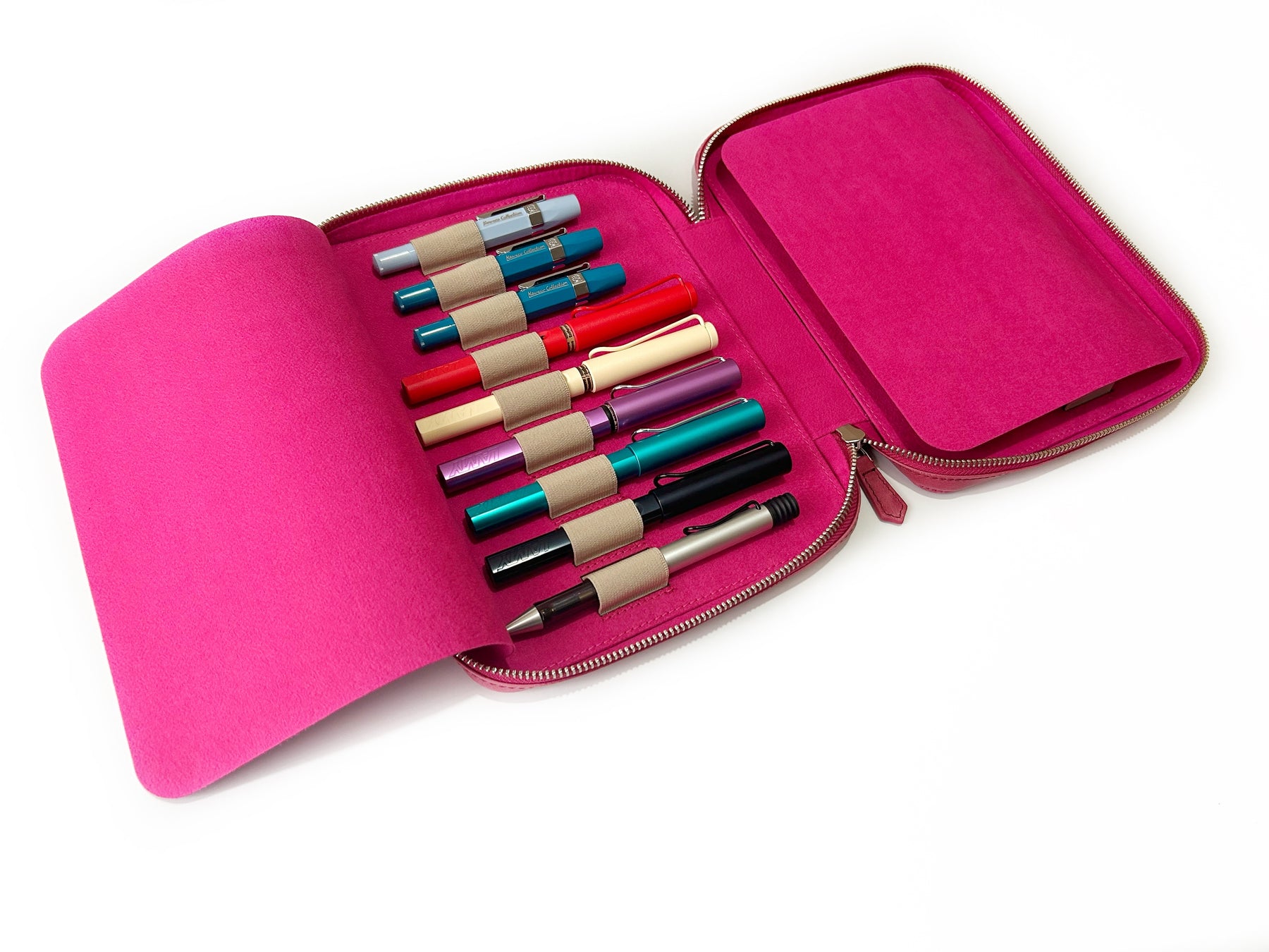 Dusty Rose 18 Slot Leather Pen Case - Cream Slot