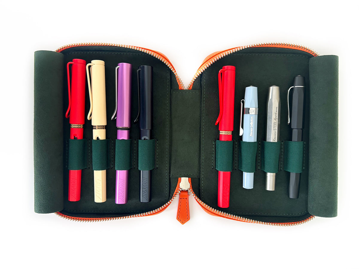 Pumpkin 8 Slot Leather Pen Case