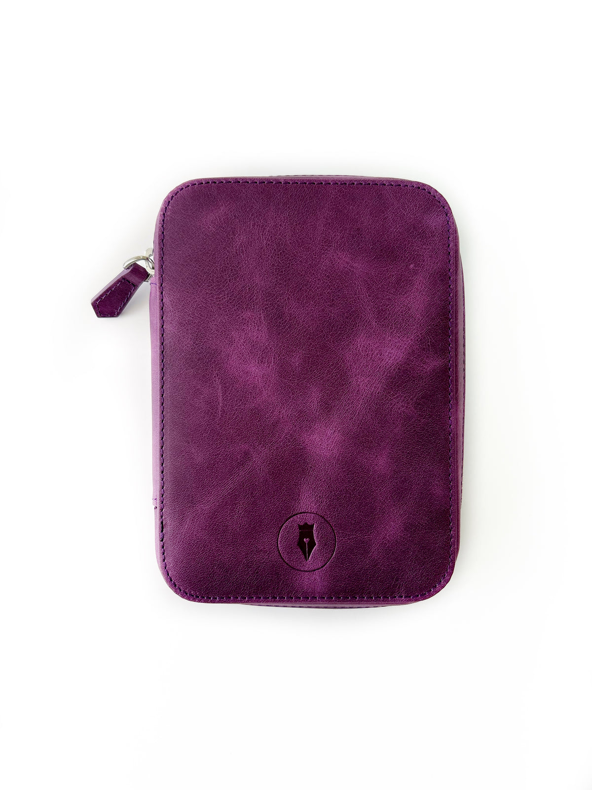 Light Dark Violet 4 Slot Leather Pen Case