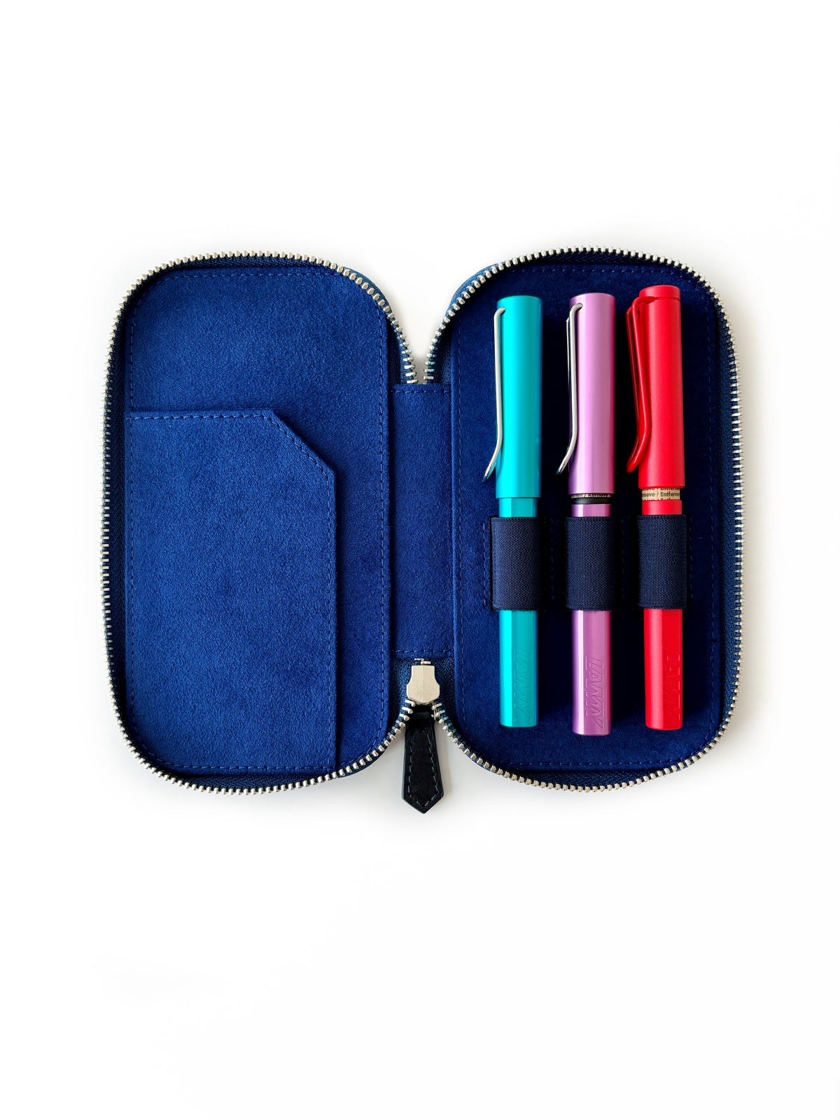 Blue Galaxy 3 Slot Leather Pen Case