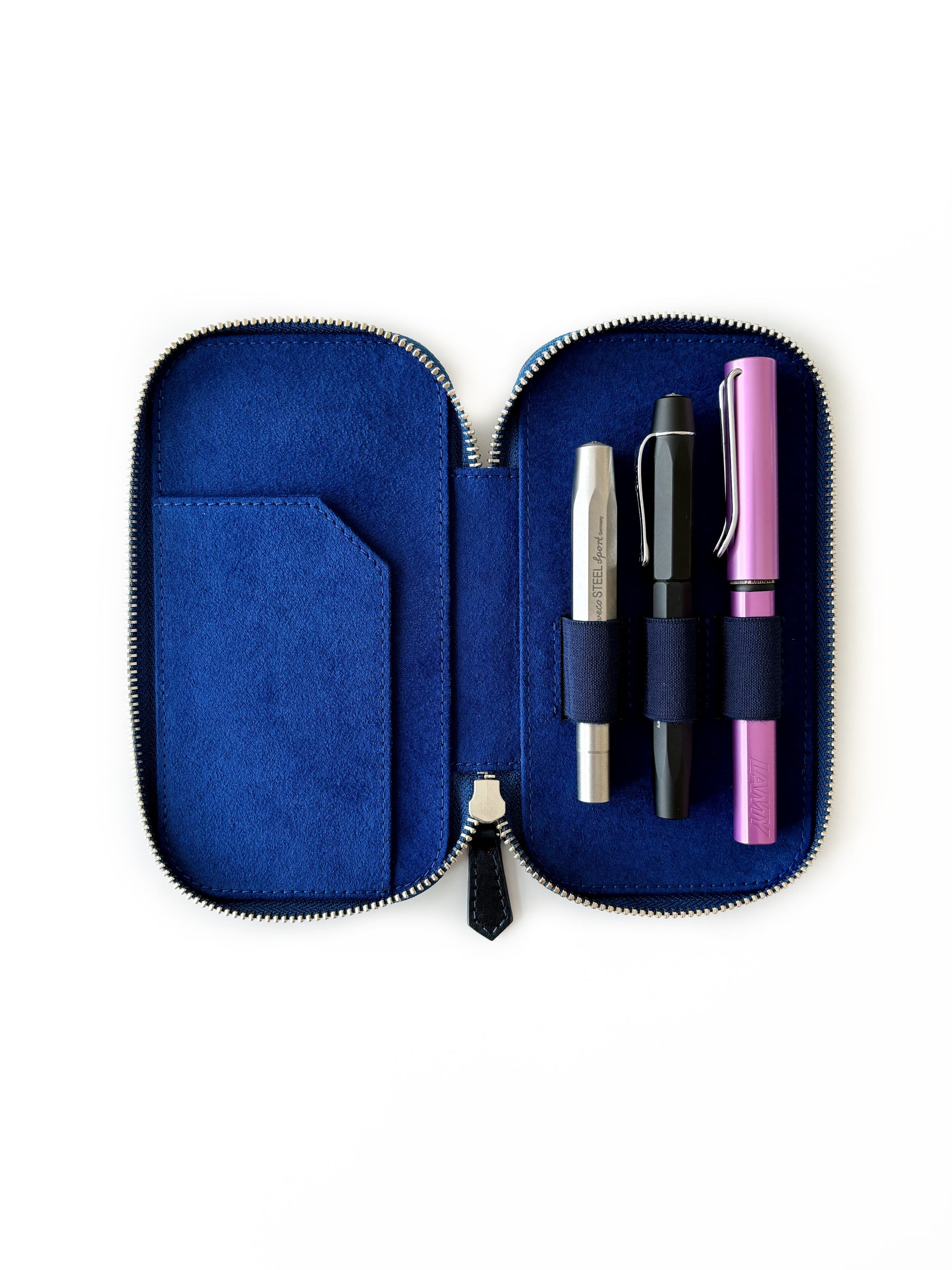 Blue Galaxy 3 Slot Leather Pen Case