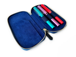 Blue Galaxy 3 Slot Leather Pen Case