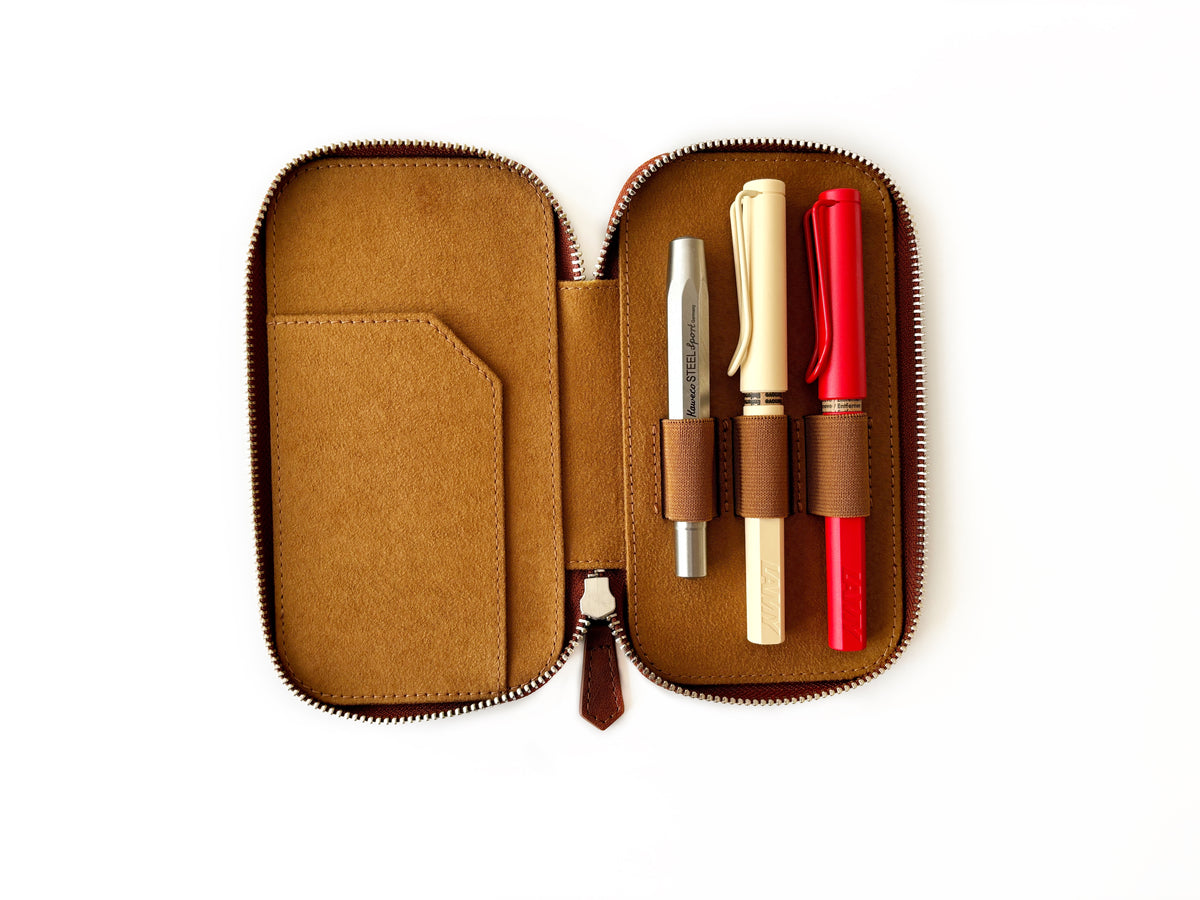 Mars 3 Slot Leather Pen Case