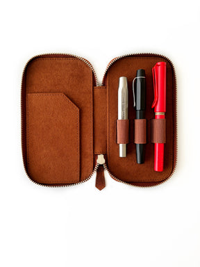 Mars Dark 3 Slot Leather Pen Case