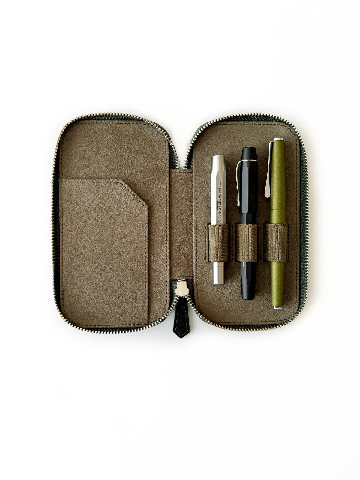 Aurora Light 3 Slot Leather Pen Case