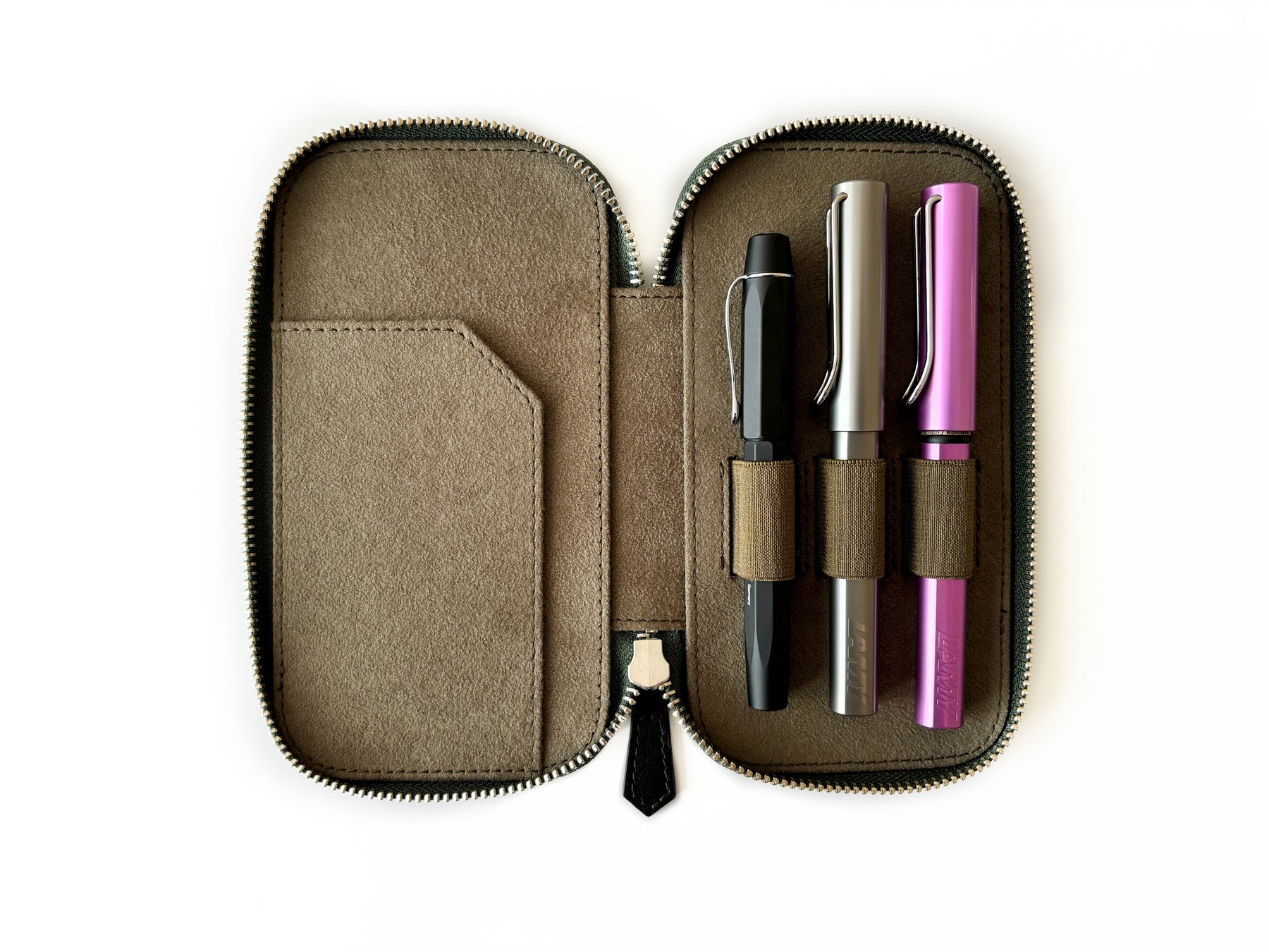 Aurora Light 3 Slot Leather Pen Case