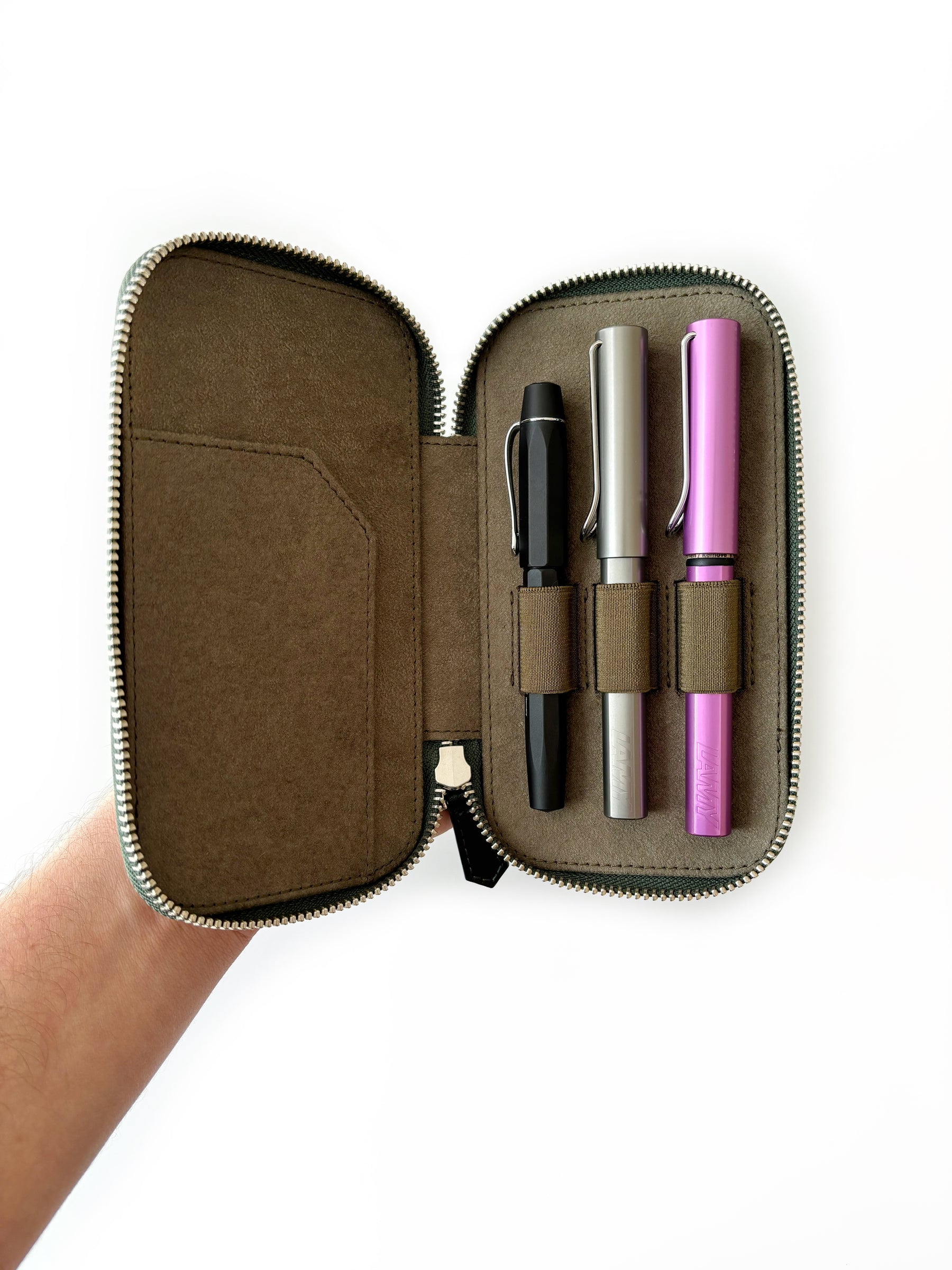 Aurora Light 3 Slot Leather Pen Case