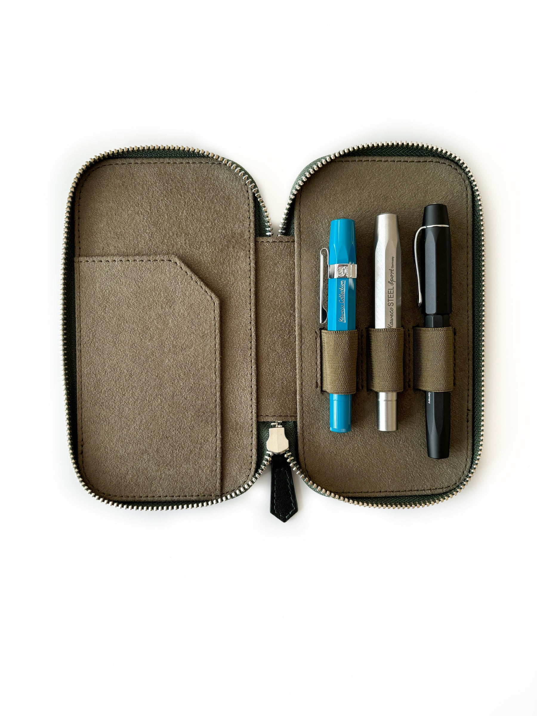 Aurora Light 3 Slot Leather Pen Case