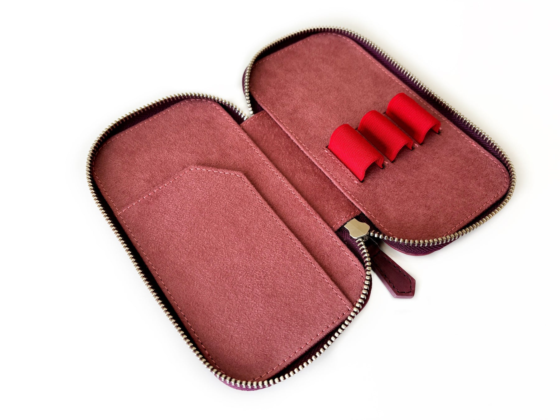 Burgundy Dusty 3 Slot Leather Pen Case