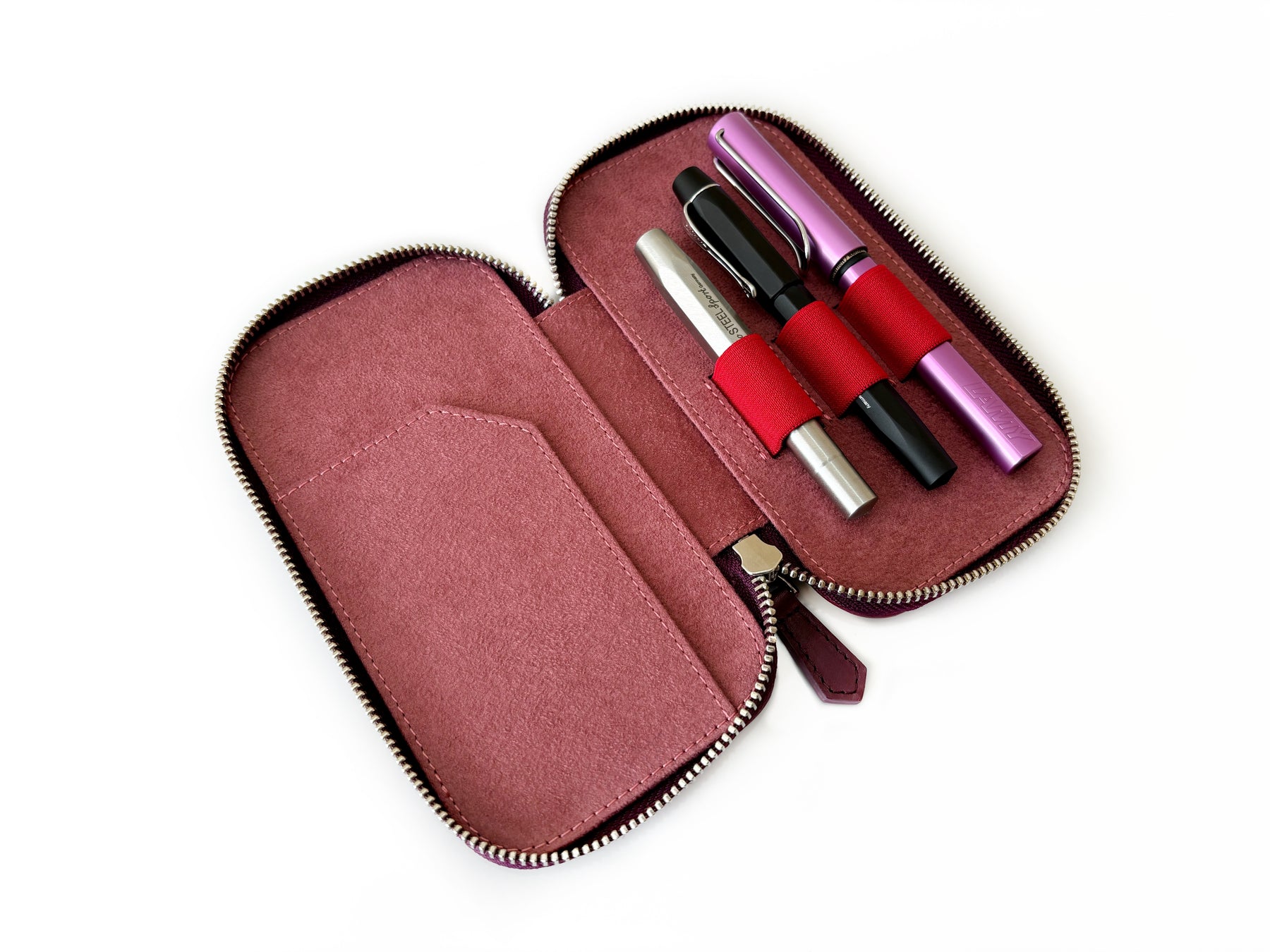 Burgundy Dusty 3 Slot Leather Pen Case