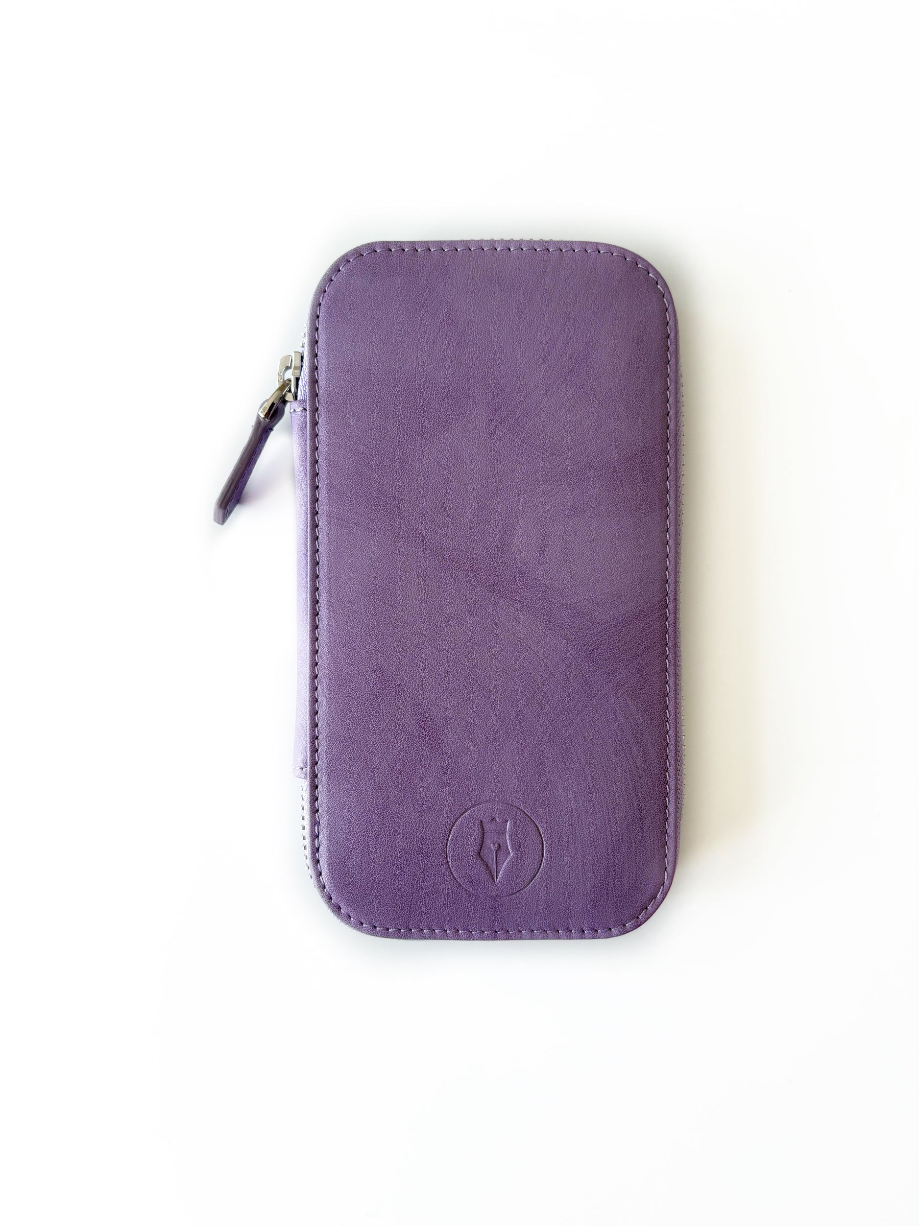 Light Lavender Violet 3 Slot Leather Pen Case