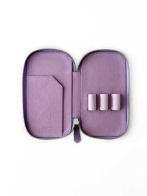 Light Lavender 3 Slot Leather Pen case