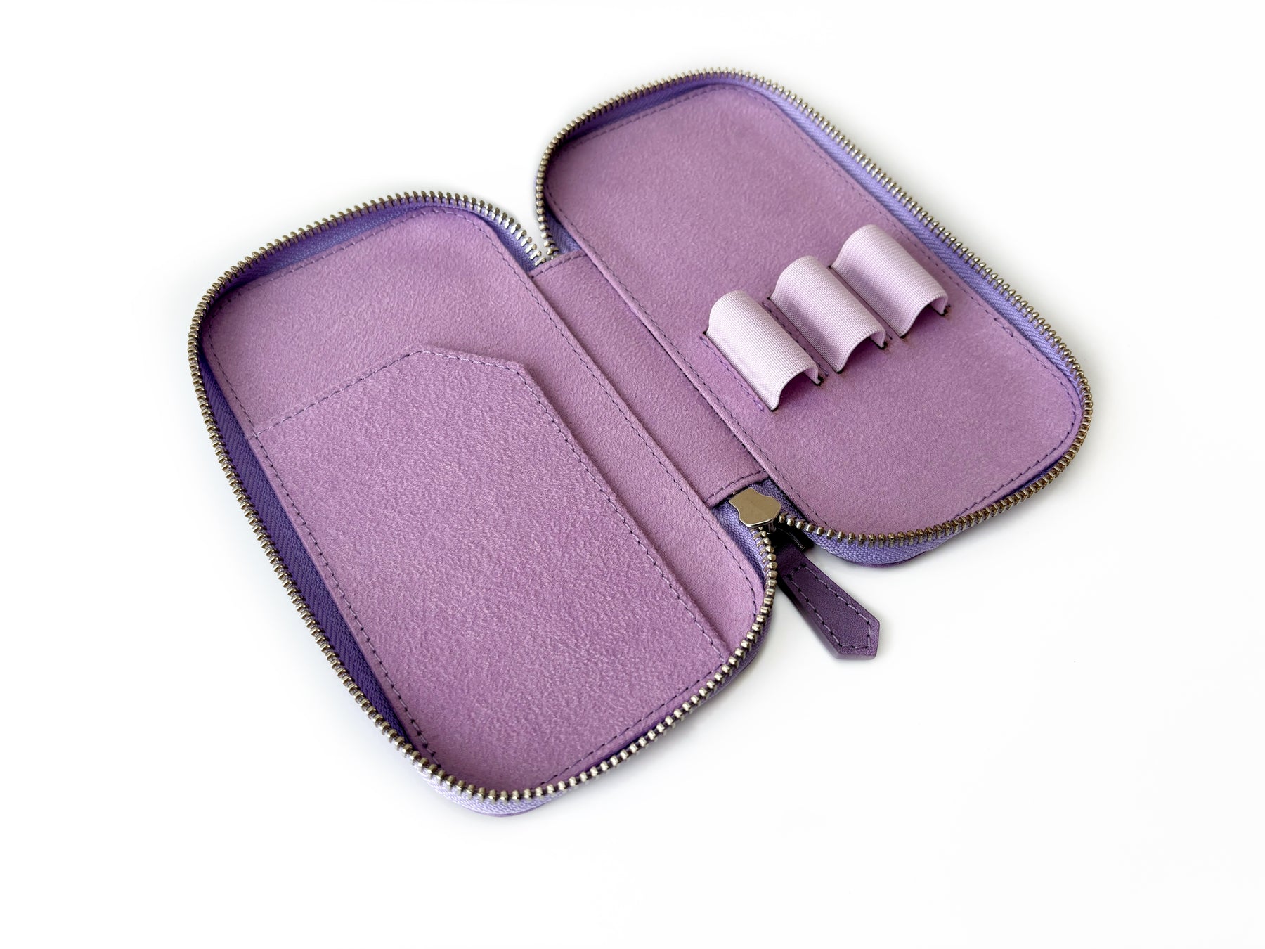 Light Lavender 3 Slot Leather Pen case