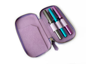 Light Lavender 3 Slot Leather Pen case