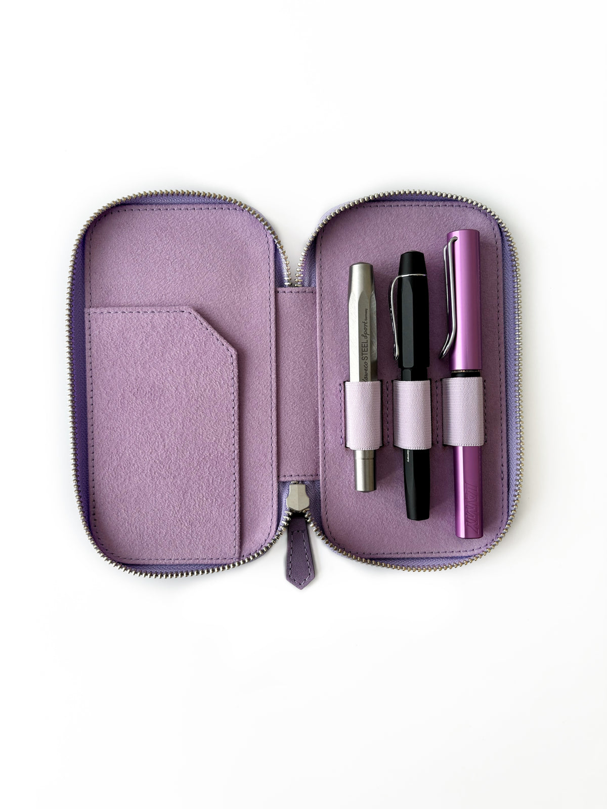 Light Lavender 3 Slot Leather Pen case