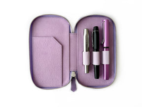 Light Lavender 3 Slot Leather Pen case