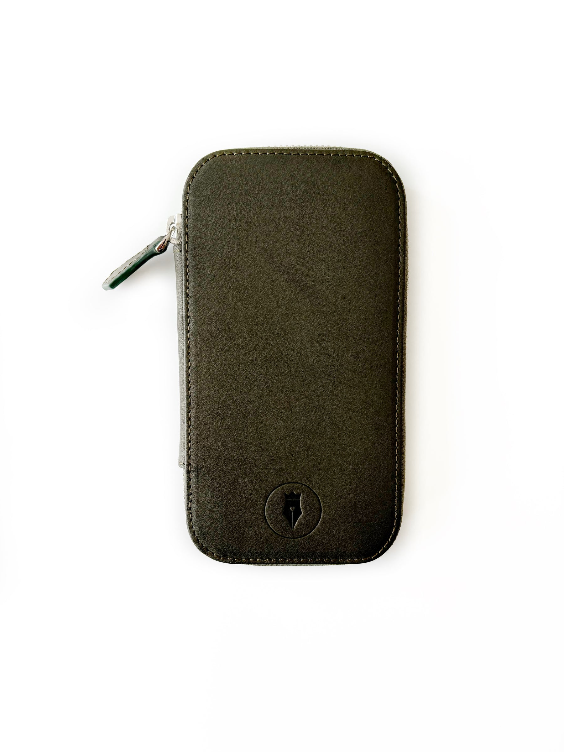 Natural Olive 3 Slot Leather Pen Case