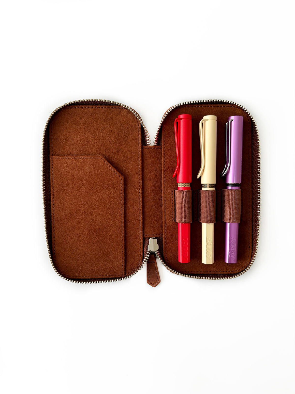 Toffee Brown 3 Slot Leather Pen Case